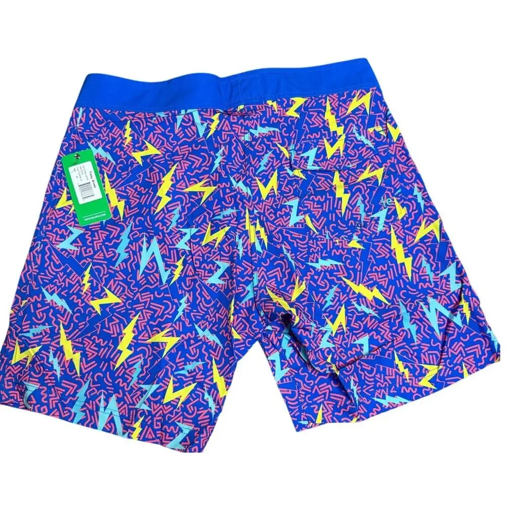 Tipsy Elves Grease Lightning Stretch Swim Trunks, 7.5